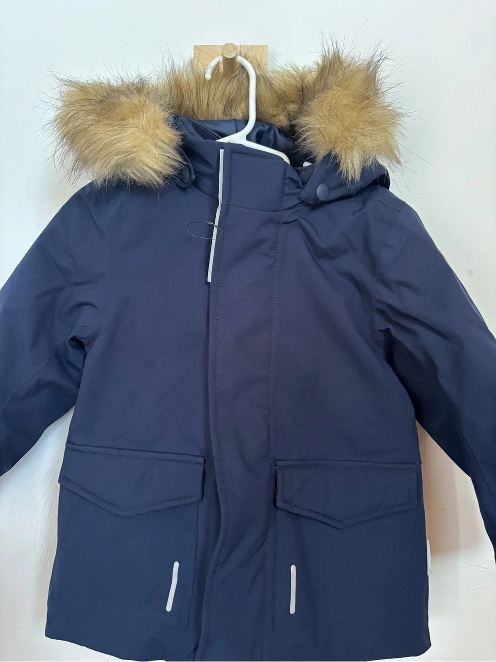 Reima Mutka Kids Navy Winter Parka Faux Fur Hood Size 86, 18 to 24M
